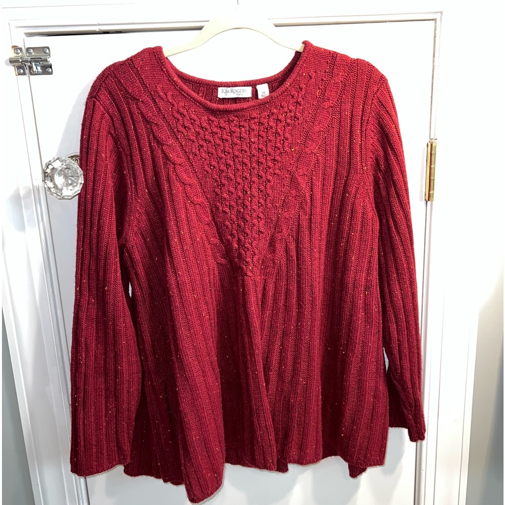 Kim Rogers Curvy Burgundy Fit & Flair Style Sweater Sz 2X